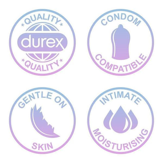 Durex quality; condom compatible; gentle on skin; Intimate moisturising