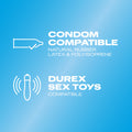Condom compatible Natural rubber, Latex & Polyisoprene; Durex sex toys compatible 