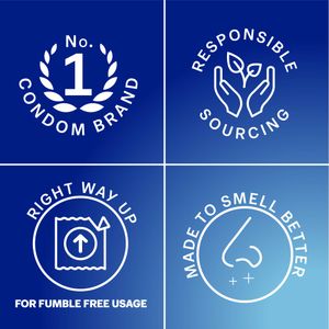 No. 1 Condom Brand, Repsonsible Sourcing, Right way up for fumble free usage, Made to smell better